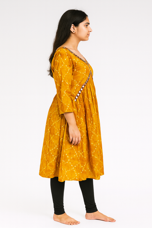 Aliya Cut Kurti Top |  Yellow