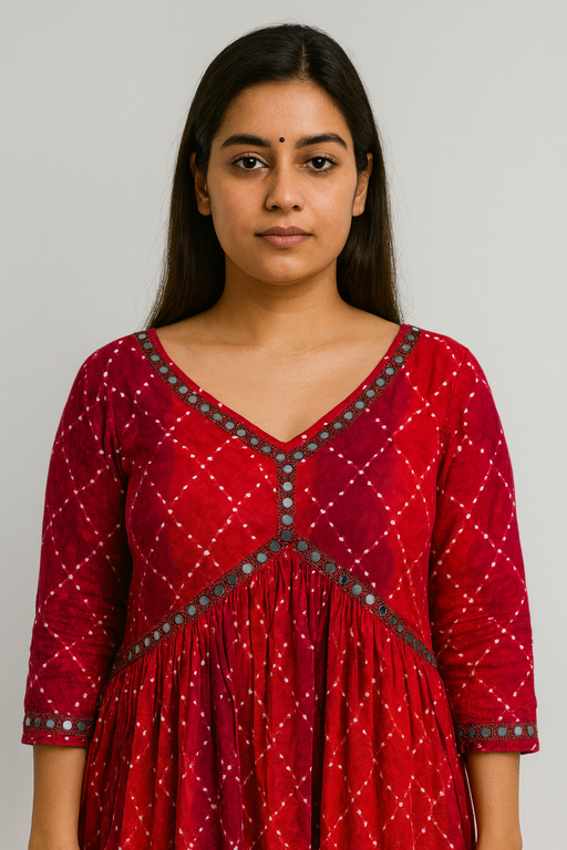 Aliya Cut Kurti Top | Red