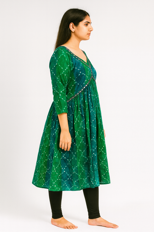 Aliya Cut Kurti Top | Lite Green