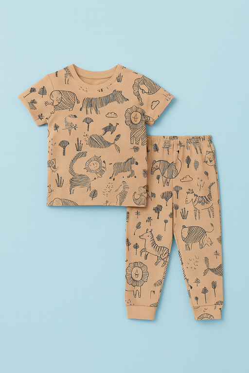 Mini Klub | Unisex T-shirt & Pant Set | Premium Quality | Brown