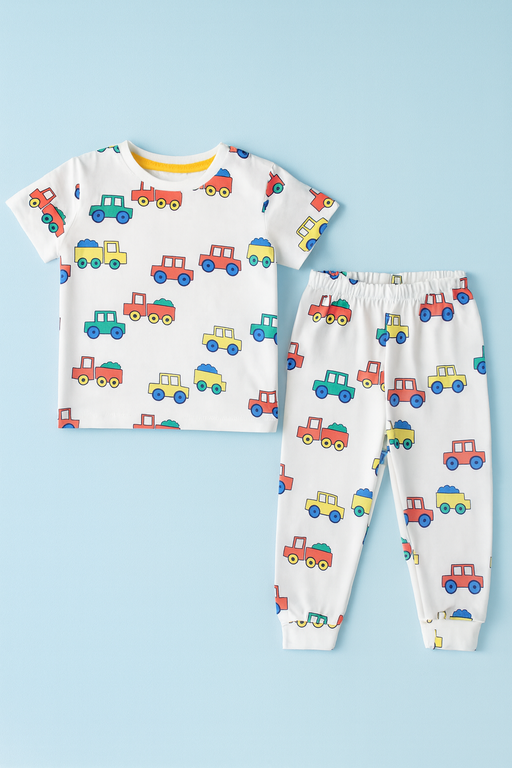 Mini Klub | Unisex T-shirt & Pant Set | Premium Quality | White