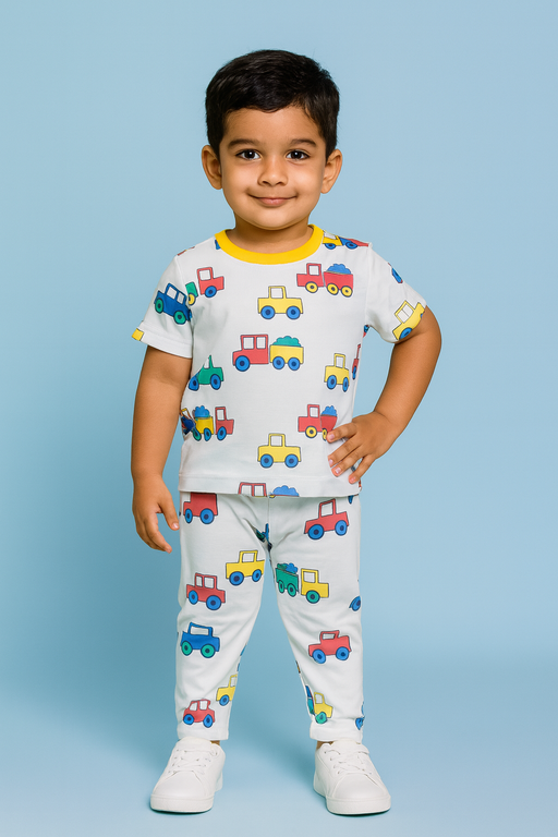 Mini Klub | Unisex T-shirt & Pant Set | Premium Quality | White