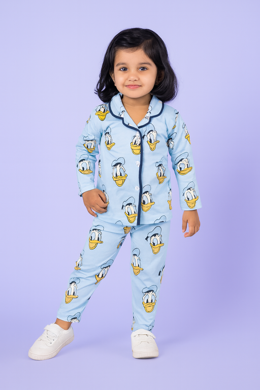 Mini Klub | Unisex Winter Wear soft Cotton Shirt & Pant Set | Premium Quality | Blue