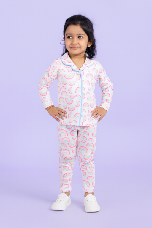 Mini Klub | Unisex Winter Wear soft Cotton Shirt & Pant Set | Premium Quality | White