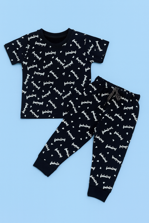 Baby Hug | Unisex T-Shirt & Pant Set | Premium Quality | Black