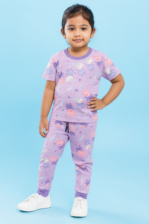 Baby Hug | Unisex T-Shirt & Pant Set | Premium Quality | Violet