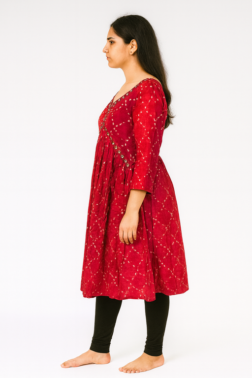 Aliya Cut Kurti Top | Red