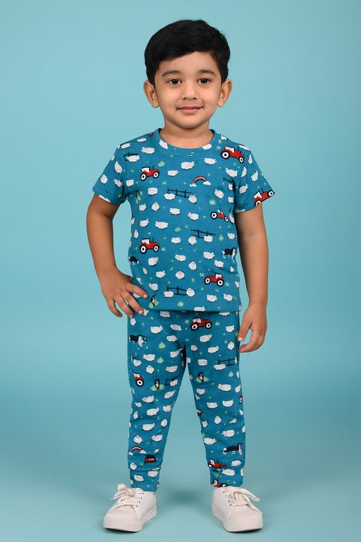 Mini Klub | Unisex T-shirt & Pant Set | Premium Quality | Blue