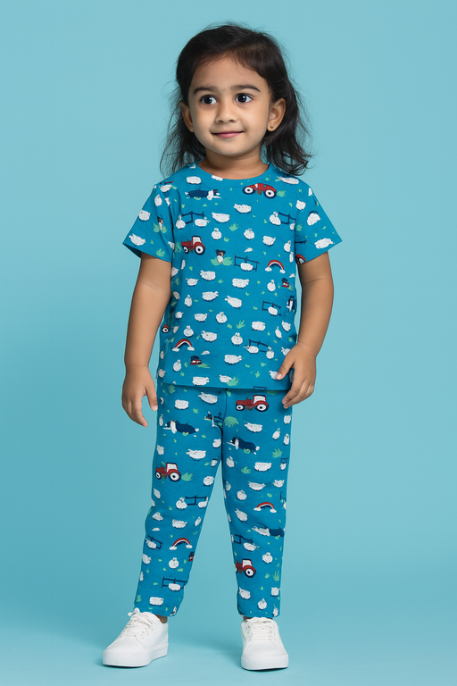 Mini Klub | Unisex T-shirt & Pant Set | Premium Quality | Blue