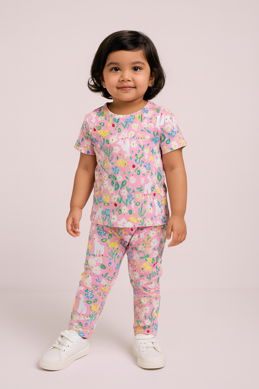 Mini Klub | Unisex T-shirt & Pant Set | Premium Quality | Pink