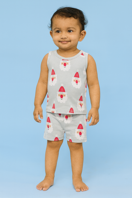 Baby Hug | Unisex Sleeveless T-shirt and Shorts | Premium Quality | Grey