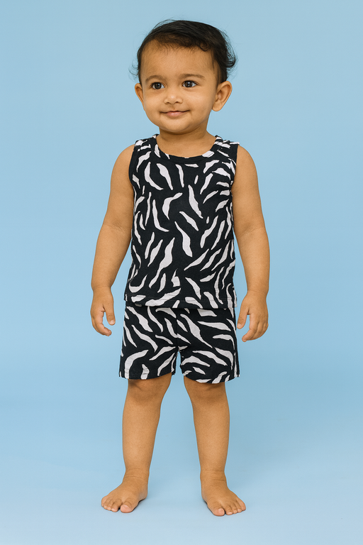 Baby Hug | Unisex Sleeveless T-shirt and Shorts | Premium Quality | Black