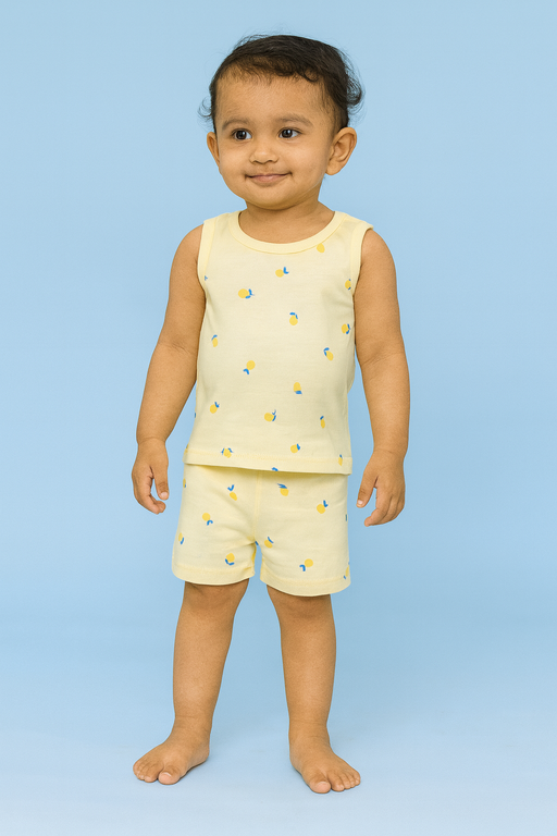 Baby Hug | Unisex Sleeveless T-shirt and Shorts | Premium Quality | Yellow