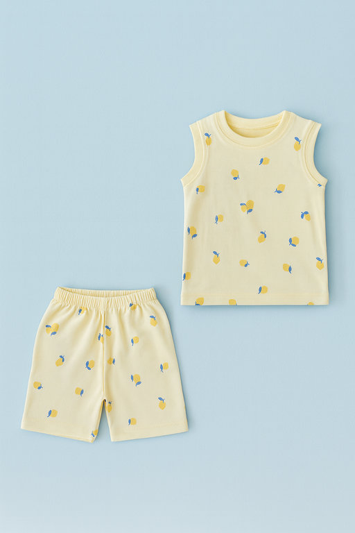 Baby Hug | Unisex Sleeveless T-shirt and Shorts | Premium Quality | Yellow