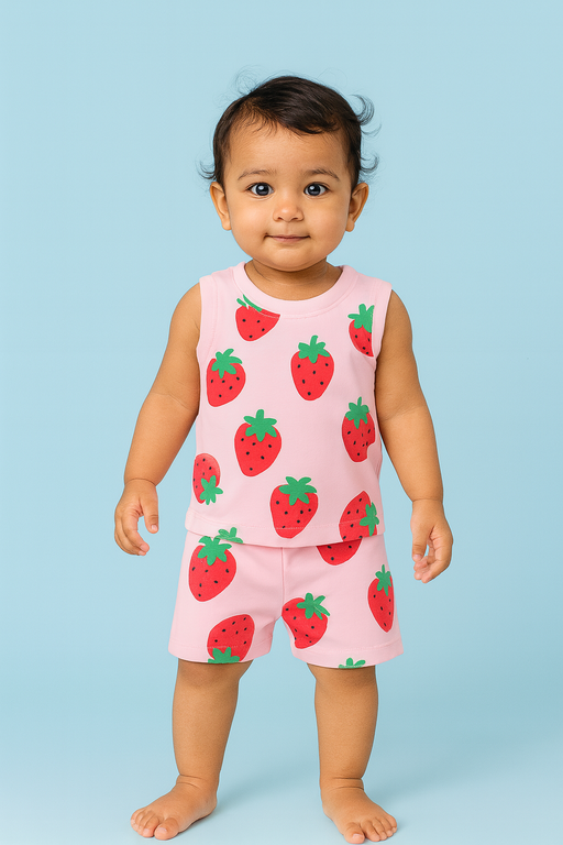 Baby Hug | Unisex Sleeveless T-shirt and Shorts | Premium Quality | Pink