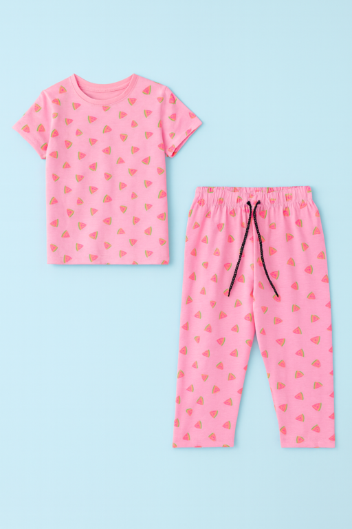 Yours | Girls Capri Set| Short Sleeve | Pink