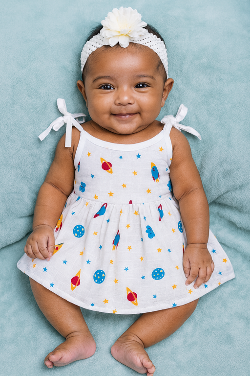 Pack of 3 - Muslin Cotton - Knot Frock (Any prints come)