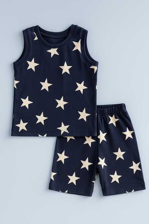 Baby Hug | Unisex Sleeveless T-shirt and Shorts | Premium Quality | Navy Blue