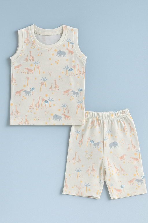 Baby Hug | Unisex Sleeveless T-shirt and Shorts | Premium Quality | White