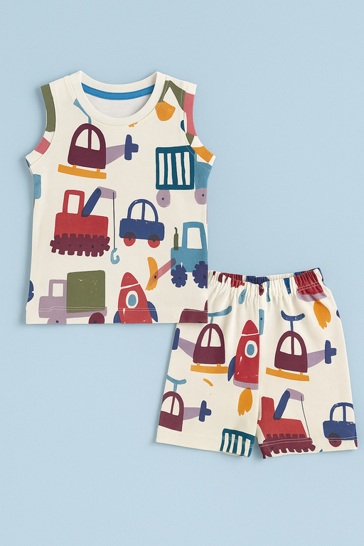 Baby Hug | Unisex Sleeveless T-shirt and Shorts | Premium Quality | White