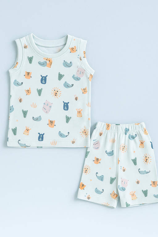 Baby Hug | Unisex Sleeveless T-shirt and Shorts | Premium Quality | sky blue