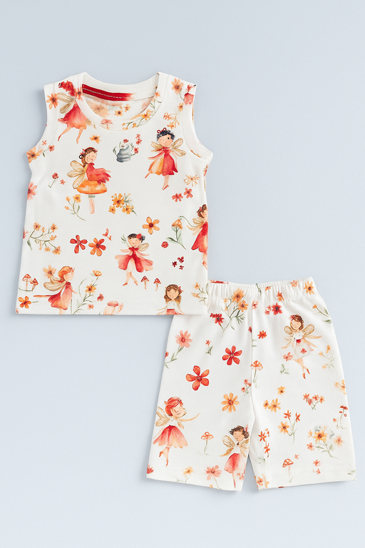 Baby Hug | Unisex Sleeveless T-shirt and Shorts | Premium Quality | White