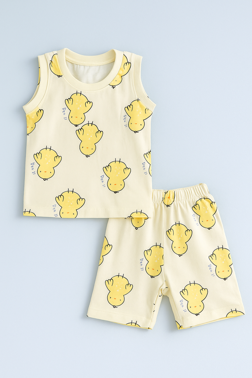 Baby Hug | Unisex Sleeveless T-shirt and Shorts | Premium Quality | Yellow