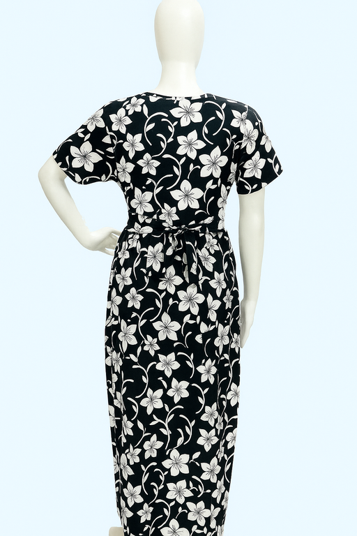 Non-Feeding Maxi | Normal sleeve | floral print | Black