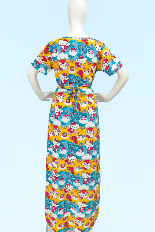 Non-Feeding Maxi | Normal sleeve | floral print | Kitty Yellow-White