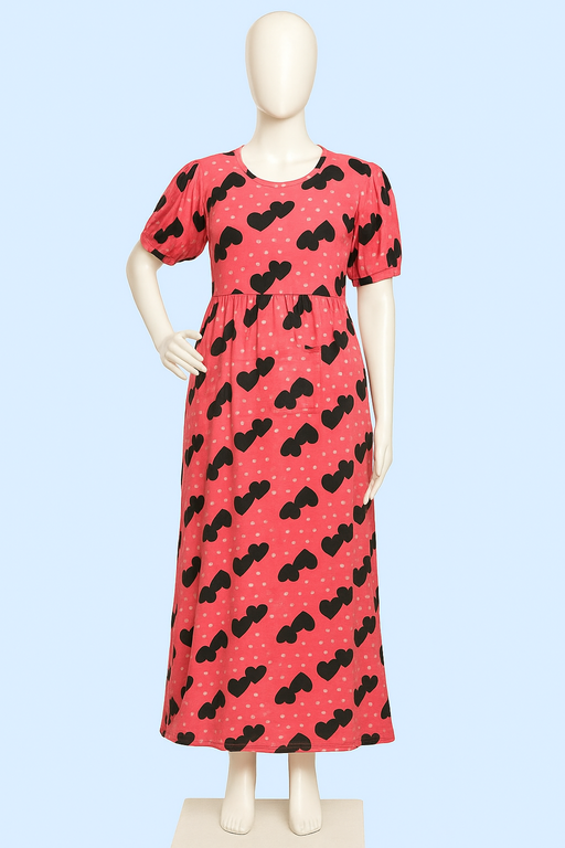 Non-Feeding Maxi | Normal sleeve | floral print | Dark Pink