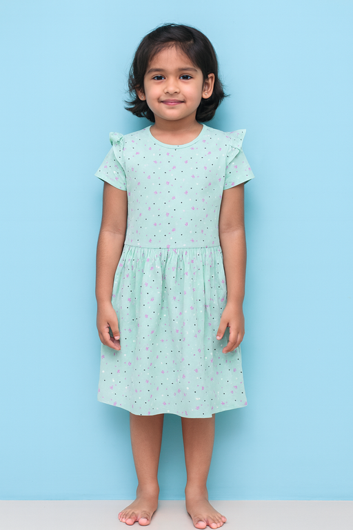 Orchestra | Girls Frock | Short Sleeve | Green