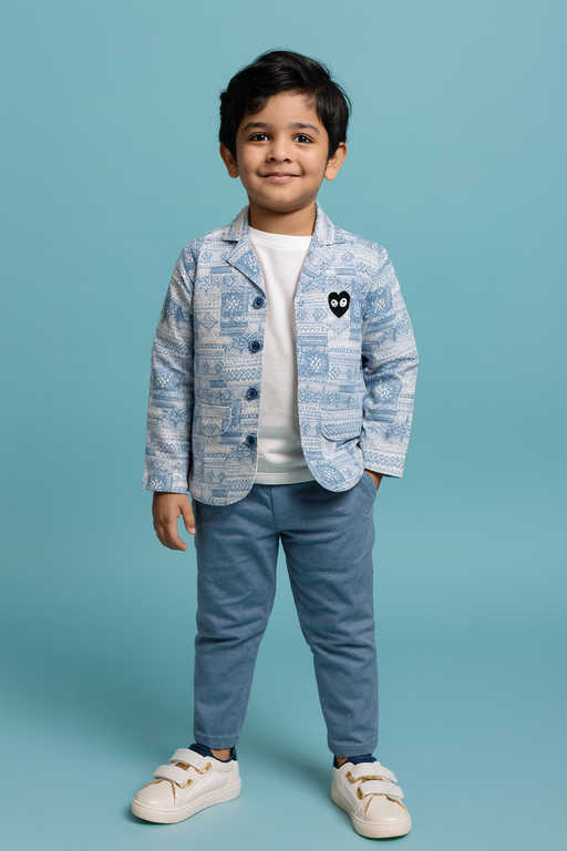 Blue Vintage | Trending Full Blazer set | T-shirt, Blazer & Pant