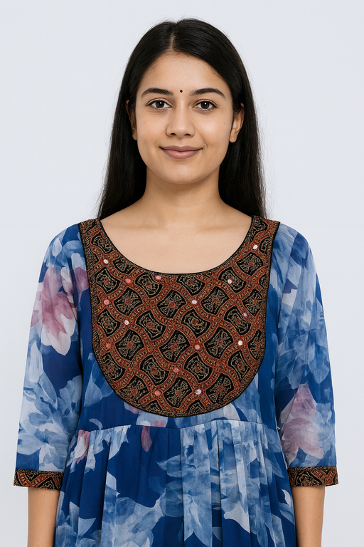 Floral Print Kurti Top | Blue