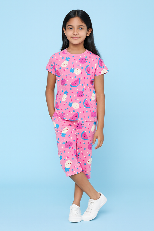 OVS | Girls Capri Set| Short Sleeve | Pink