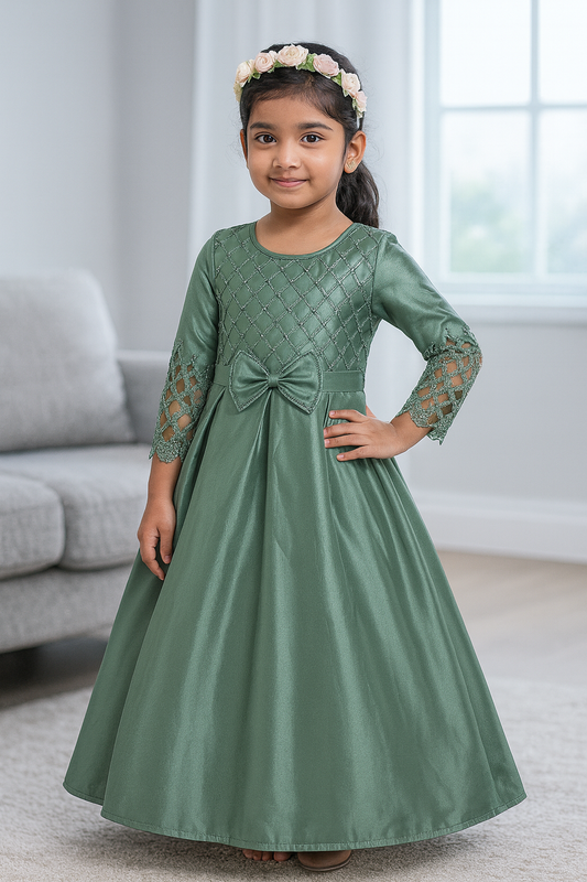 Elegant Grand Frock| Full Sleeve | Green