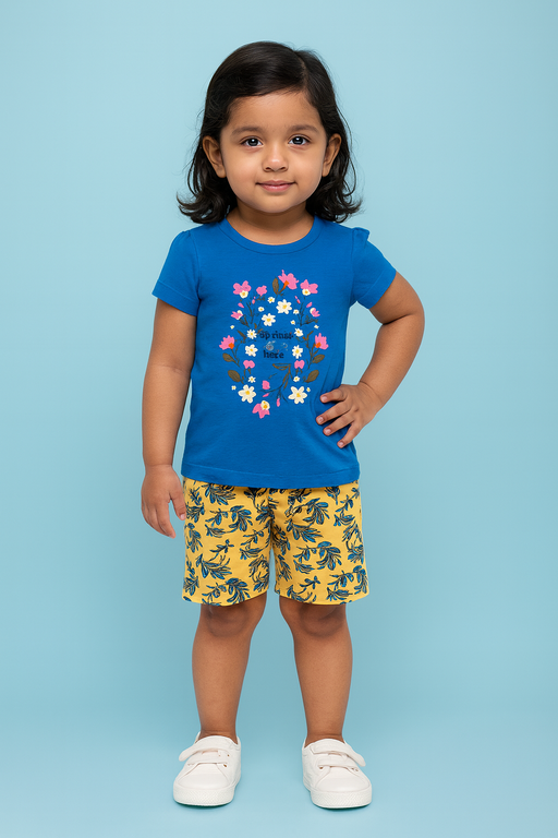 Story Kids| Girls T-shirt and shorts set | Short Sleeve | Blue
