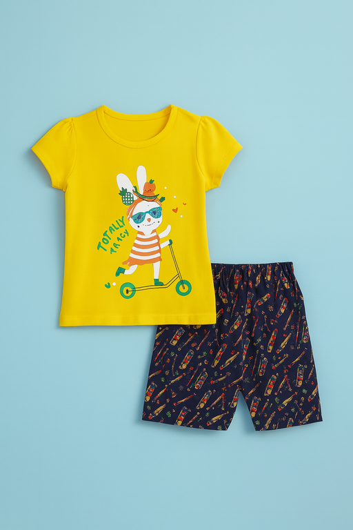 Story Kids| Girls T-shirt and shorts set | Short Sleeve | Yellow