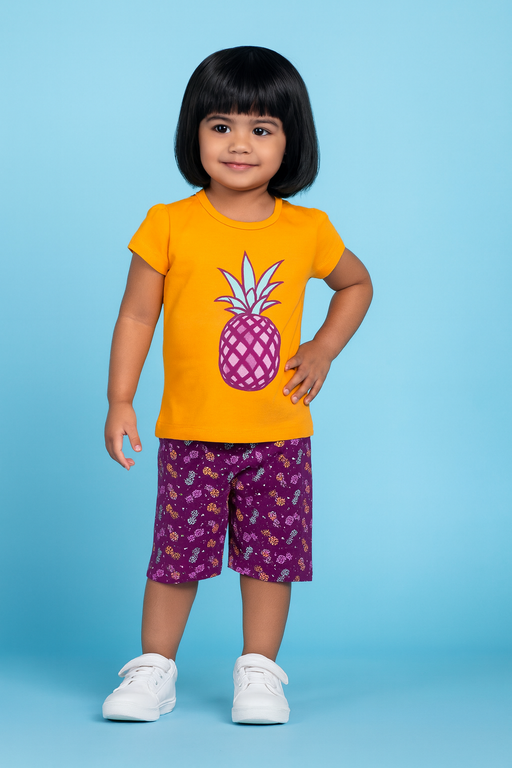 Story Kids| Girls T-shirt and shorts set | Short Sleeve | Orange
