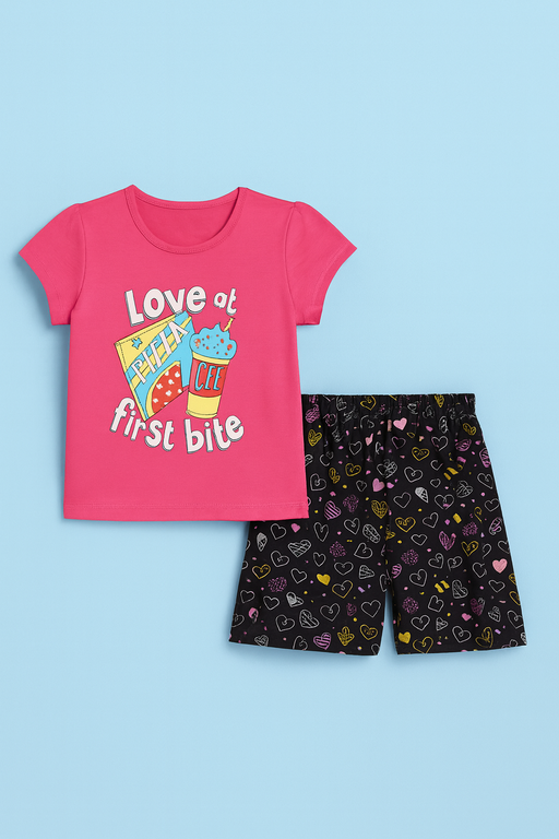 Story Kids| Girls T-shirt Set shorts set | Short Sleeve | Pink