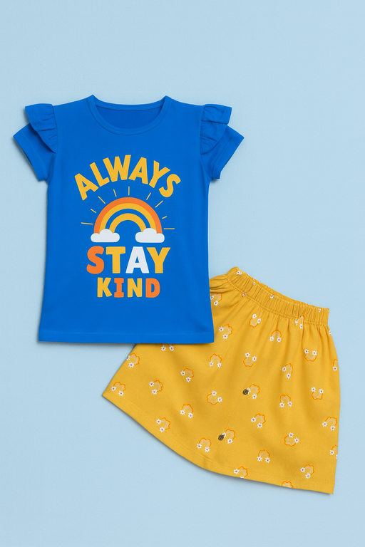 Story Kids| Girls T-shirt and Skirt set | Short Sleeve | Blue