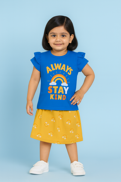 Story Kids| Girls T-shirt and Skirt set | Short Sleeve | Blue