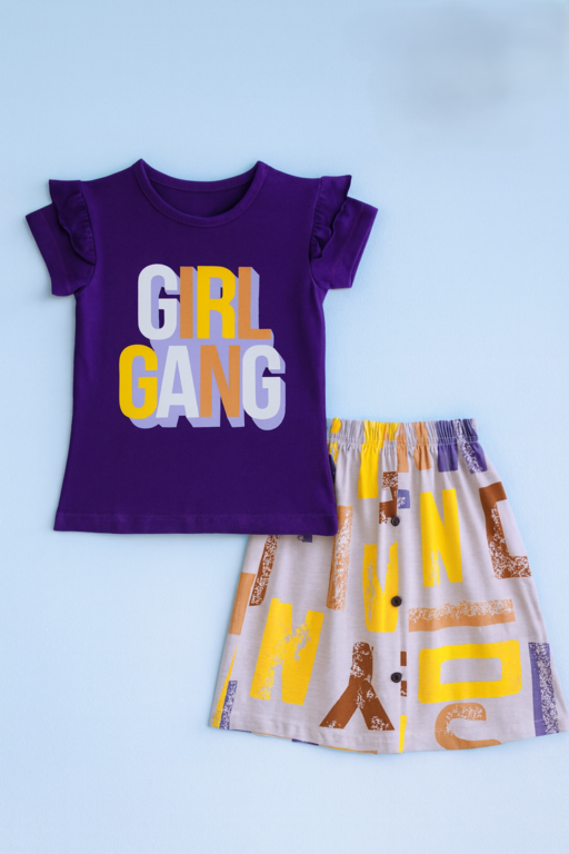 Story Kids| Girls T-shirt and Skirt set | Short Sleeve | Navy Blue