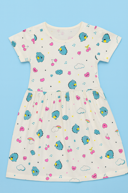 Orchestra | Girls Frock | Short Sleeve | White