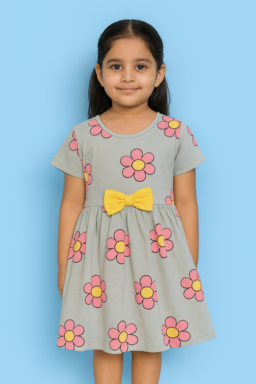 Orchestra | Girls Frock | Short Sleeve | Mild Grey