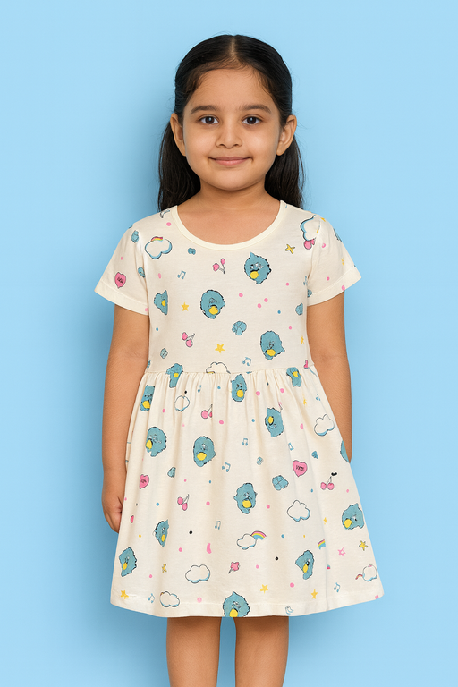 Orchestra | Girls Frock | Short Sleeve | White