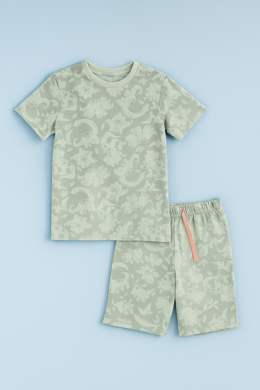 NEXT | Unisex T-Shirt & Shorts Set | Premium Quality | Mild Green