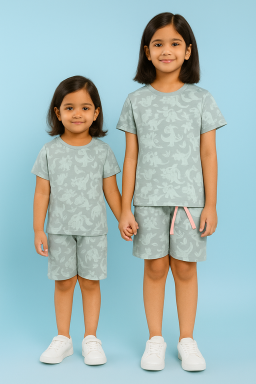 NEXT | Unisex T-Shirt & Shorts Set | Premium Quality | Mild Green