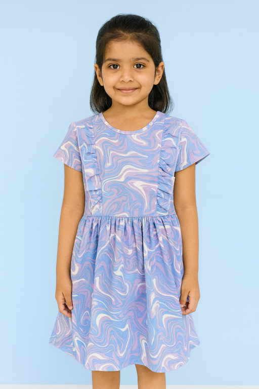 Orchestra | Girls Frock | Short Sleeve | Blue