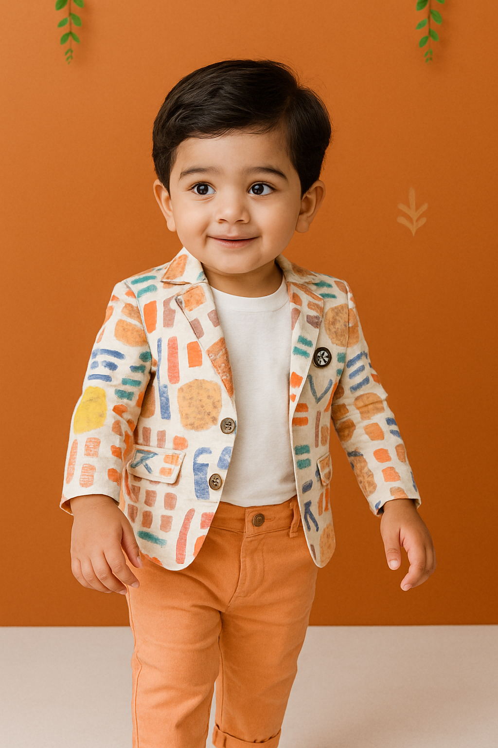 Orange Multicolor | Trending Full Blazer set | T-shirt, Blazer & Pant
