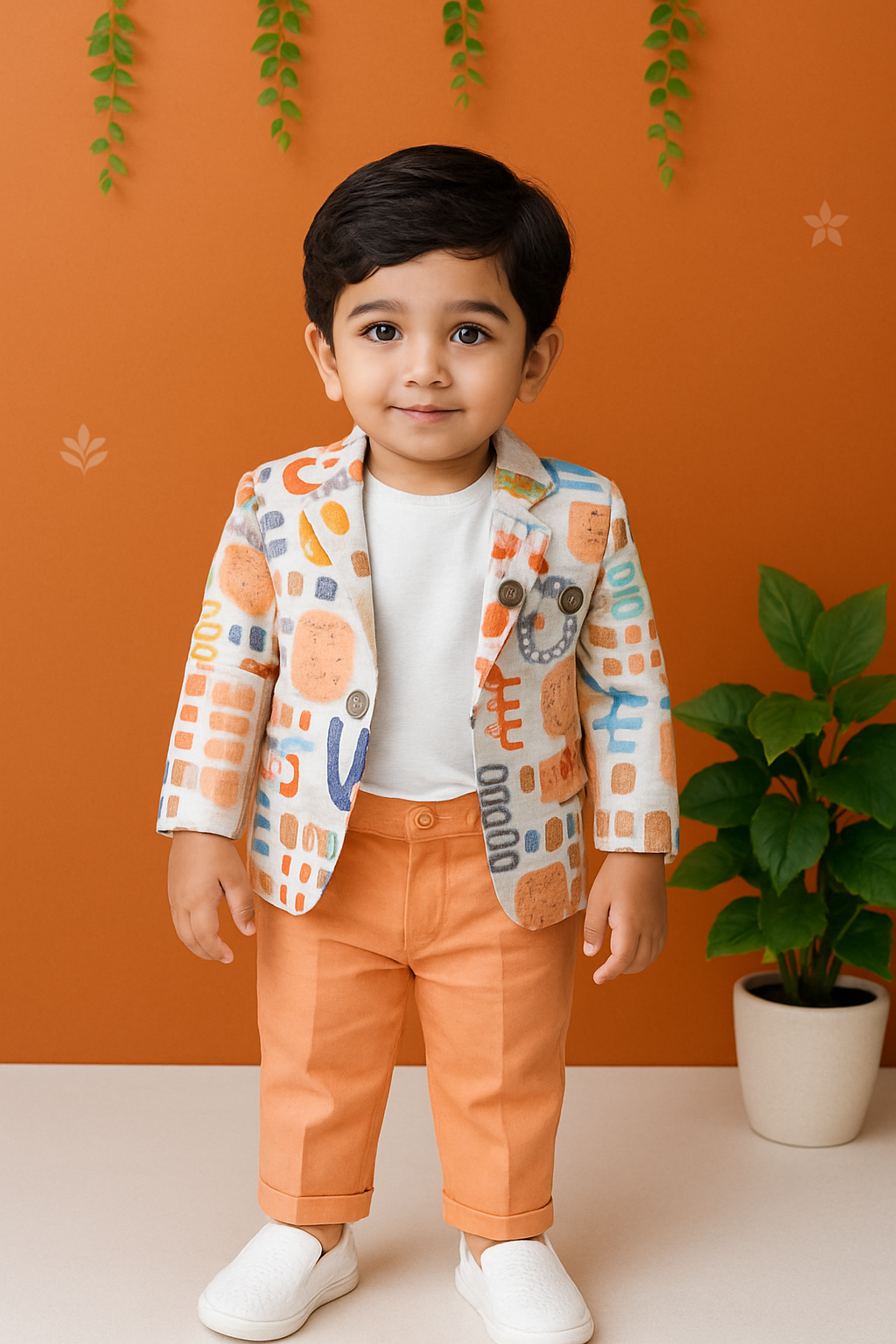 Orange Multicolor | Trending Full Blazer set | T-shirt, Blazer & Pant